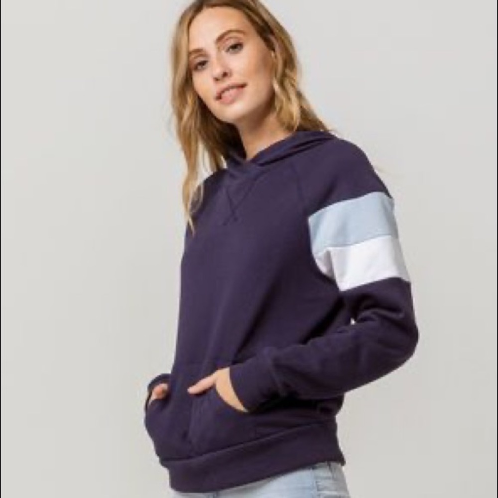FULL TILT Arm Stripe Blue Womens Hoodie SZ XL